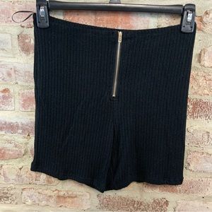High waist black knit shorts medium